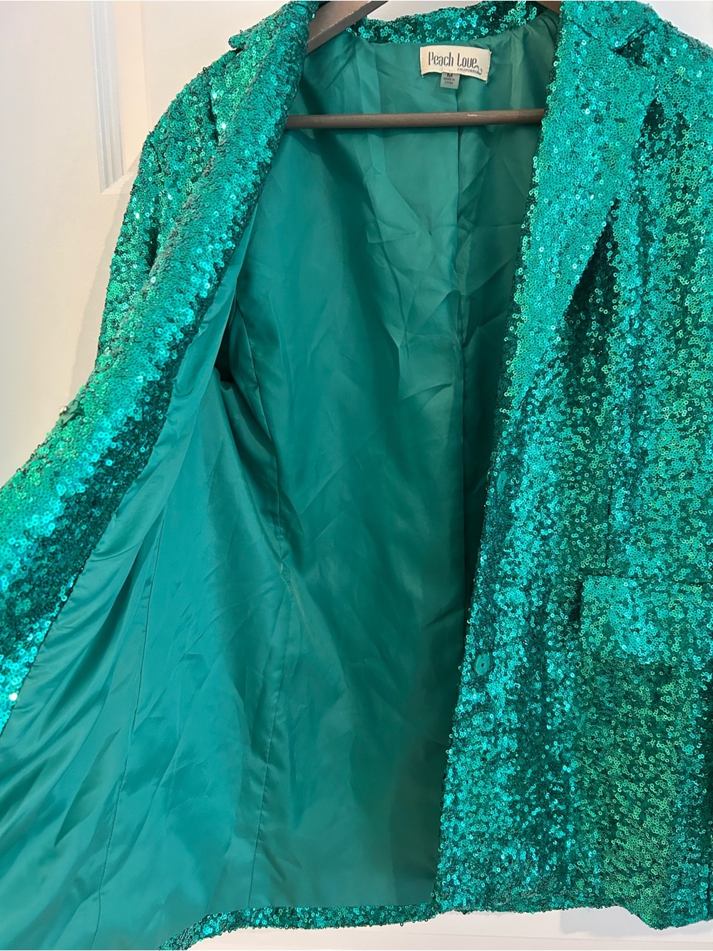 Peach Love Emerald Sequin Blazer Size M - Picture 11 of 13